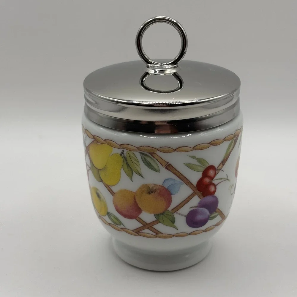 Vintage Royal Worcester Evesham Vale Porcelain Egg Coddler Basket Fruit Pattern‎